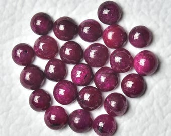 5 Pieces Natural Ruby Cabochons Lot 4.3mm to 4.8mm Round Shape Genuine Ruby Gemstones Smooth Gems Loose Stones Precious Cabs C-9412