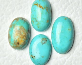 4 Pieces Natural Turquoise Cabochons Lot 8x12mm-8.5x14mm Oval Shape Genuine Turquoise Gemstone Cabs Loose Gems Stones Smooth Cabochon C-3913