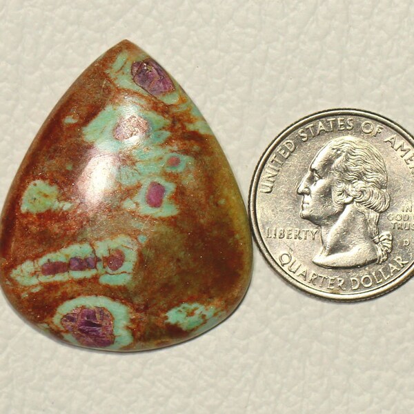 1 Piece Natural Ruby Fuchsite Cabochon 32x39mm Pear Shape Ruby Fuchsite Gemstone Cabs Smooth Gems Semi Precious Cab Loose Stone C-16745