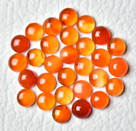 10 Pieces Natural Carnelian Cabochons 2.6mm-2.8mm 4mm-4.5mm 5.5mm 6.5mm Round Shape Carnelian Gemstones Cabs Smooth Gems Loose Stones C-5352