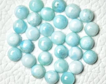 10 Pieces Genuine Larimar Cabochons Lot 4mm Round Shape Natural Larimar Gemstones Cabs Smooth Loose Gems Stones Cabochon C-3242
