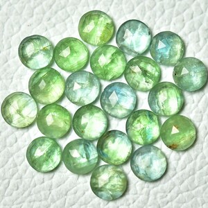 5 Pieces Natural Mint Green Kyanite Rose Cut Gemstones Lot 4mm 5mm 6mm Round Kyanite Loose Cabochon Faceted Flat Back Stone Cabochons C-3248