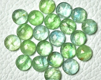 5 Pieces Natural Mint Green Kyanite Rose Cut Gemstones Lot 4mm 5mm 6mm Round Kyanite Loose Cabochon Faceted Flat Back Stone Cabochons C-3248