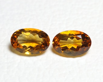 Natural AAA Citrine Pair Faceted Loose Stones 8x12mm Oval Shape, Genuine Citrine Gemstone Semi Precious Stone Pair C-19849-54