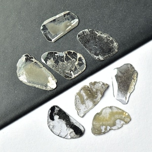 3 Pieces Salt and Pepper Natural Diamond Slices 5x6mm to 5x7mm Odd Shape Raw Loose Diamond Polki Gemstone Slice C-22097