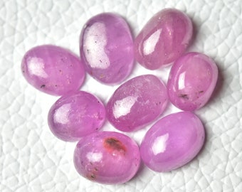 5 Pieces Ruby Cabochon 6.5x8.5mm to 8x10mm Oval Shape Natural Ruby Glass Filled Gemstone Loose Smooth Cabs Stones Precious Cabochons C-1613