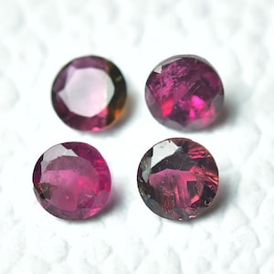 2 Pieces Natural Pink Tourmaline Lot Faceted Loose Stones 4.2mm - 4.4mm Round Shape Rare Tourmaline Gemstone Cut Gems Stone C-16289