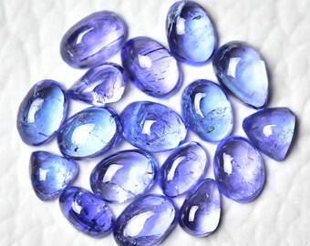 15 Pieces Natural Tanzanite Cabochons Lot 3x5mm - 4x6mm Mix Shape Cab Blue Tanzanite Gemstone Loose Gems Stones Cabs Smooth Cabochon C-14782