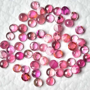 10 Pieces Natural Pink Tourmaline Gemstone Cabochons 2.3mm - 2.5mm Round Tourmaline Gemstone Cabochon Loose Smooth Gems Stones Cabs C-19342 image 3