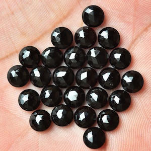 10 stuks natuurlijke zwarte onyx gefacetteerde edelstenen lot 3 mm 4 mm 5 mm 6 mm ronde vorm platte achterkant onyx losse edelsteen roos geslepen steen cabochons C-5363