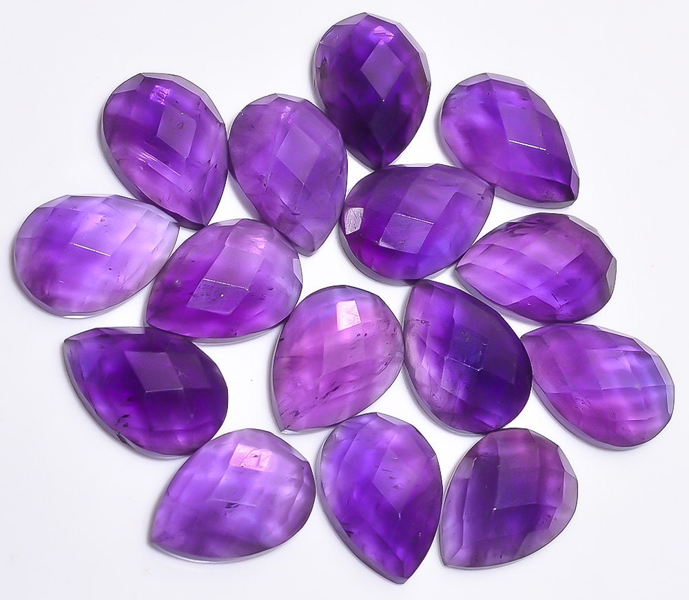 10 Pieces Lot Amethyst Faceted Loose Gemstones 10x14mm Etsy