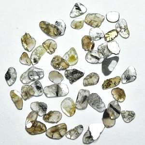 10 Pieces Salt And Pepper Diamond Slice 3x3mm to 3.5x4.5mm Natural Shape Faceted Raw Diamonds Polki Slices For Gemstone Jewelry C-21963