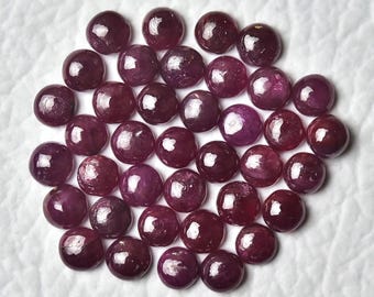 10 Pieces Natural Ruby Cabochons Lot 3.5mm - 4mm Round Shape Cab 100% Genuine Ruby Gemstone Cabochon Smooth Gems Stones Cabs C-4375