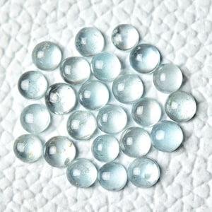 10 Pieces Light Blue Moss Aquamarine Cabochons Lot 2.5mm 3mm 4mm Round Shape Genuine Aquamarine Cab Loose Gemstones Smooth Cabochon C-4810