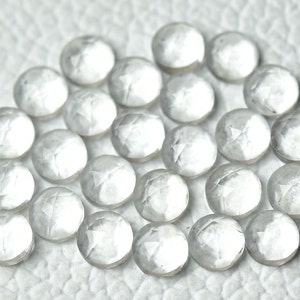 10 Pieces Natural Crystal Quartz Faceted Gemstones Lot 4mm 5mm 6mm Round Shape Rock Crystal Gemstone Loose Stones Rose Cut Cabochons C-5283