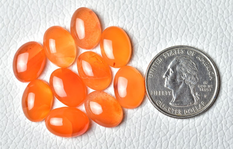 5 Pieces Natural Carnelian Cabochons Lot 10x14mm Oval Shape Genuine Carnelian Gemstones Cabs Smooth Gems Loose Stones 5342 image 5