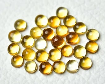 5 Pieces Natural Citrine Cabochons 3.5mm 4mm 5mm Round Shape Genuine Citrine Gemstone Cabochon Loose Gem Stone Calibrated Smooth Cab C-17485
