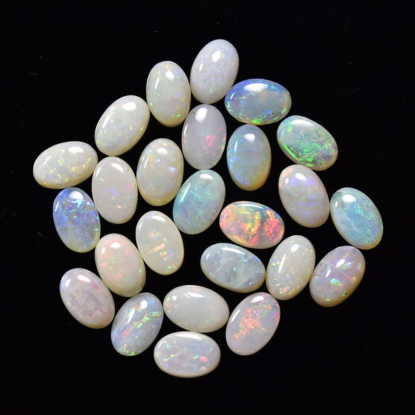 10 pezzi Cabochons di opale australiano naturale Lotto di pietre preziose 4x6mm Cabine di forma ovale Genuine Opal Loose Stones Smooth Cabochon Gemstones C-21071