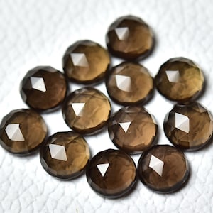 5 Stück Natürliche Rauchige Facettierte Lose Edelsteine Lot 7 mm 8 mm runde Form Rauchquarz Cabs Rose Cut Flat Back Edelsteine Cabochon C-5270