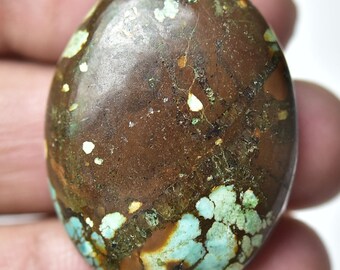 1 Piece Natural Tibetan Turquoise Cabochon 24x32mm Oval Shape Genuine Turquoise Gemstone Cabs Loose Stones Smooth Gems Semi Precious C-12405