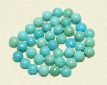 10 Pieces Natural American Sleeping Beauty Turquoise Cabochons Lot 2.5mm Round Shape Rare Turquoise Gemstones Smooth Gems Cab C-17748