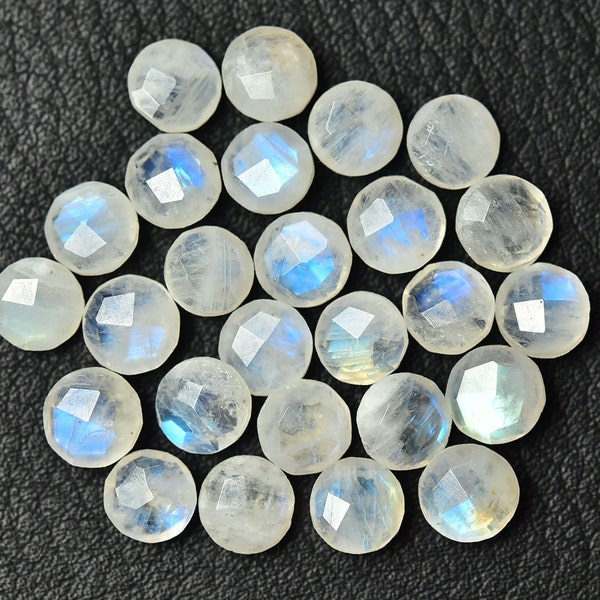 5 Pieces Natural Rainbow Moonstone Faceted Loose Briolettes Stones 6mm 6.5mm Round Shape Fire Moonstone Gemstone Rose Cut Briolettes C-16251