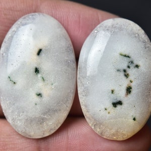 2 Pieces Natural Solar Quartz Cabochons Lot 21x32mm - 21x33mm Oval Shape Solar Quartz Gemstone Cabochon Loose Smooth Gemstones Cabs C-6745
