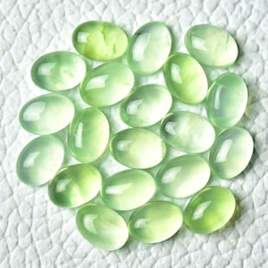 10 Pieces Natural AAA Prehnite Cabochons Lot 5x7mm Oval Shape Cab Rare Prehnite Gemstone Cabs Loose Stone Smooth Gemstones Cabochons C-16092