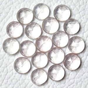 10 Pieces Natural Rose Quartz Faceted Loose Stones 3mm 4mm 5mm 6mm Round Shape Rose Quartz Gemstone Cabs Rose Cut Gem Stone Cabochon C-5311