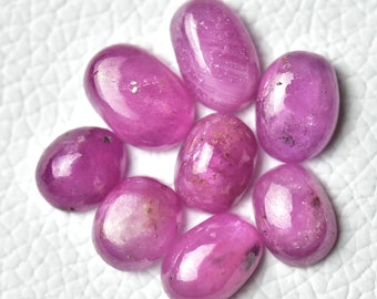 8 Pieces Ruby Cabochon Lot 39 Carat Oval Shape Natural Ruby Glass Filled Loose Gemstone Loose Smooth Cabs Stones Precious Cabochons C-1615