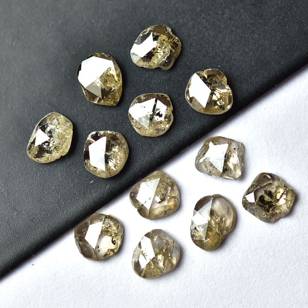 5 Pieces Natural Diamond Rose Cut Slice 2.5x3mm- 3x3.5mm Loose Brown Salt and Pepper Faceted Odd Shape Diamonds Slices For Jewelry C-21920