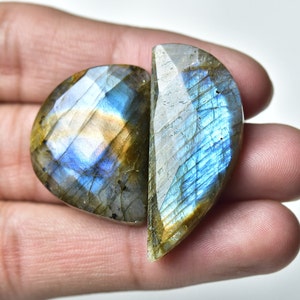 2 Pieces Lot Flashy Labradorite Faceted Loose Gemstone 76 Carats Natural Labradorite Gemstone Faceted Stone Cut Stone Faceted Gems C-2703