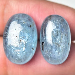 2 Stück Natürliche Teal Blau Moos Kyanit Cabochon Edelstein 10.8 x 17 mm - 11.8x17.5 mm Oval Form Echte Kyanit Edelsteine Lose Steine C-3991