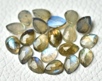 天然ラブラドライトファセット宝石5個セット 4 x 6 mm 5 x 7 mm 6 x 8