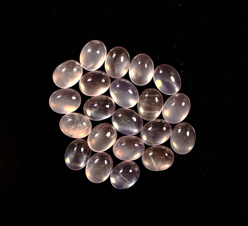 10 Pieces Natural Rose Quartz Cabochon Lot 7x9mm Oval Shape Cab Rare Rose Quartz Gemstone Smooth Loose Stones Calibrated Cabs C-18061