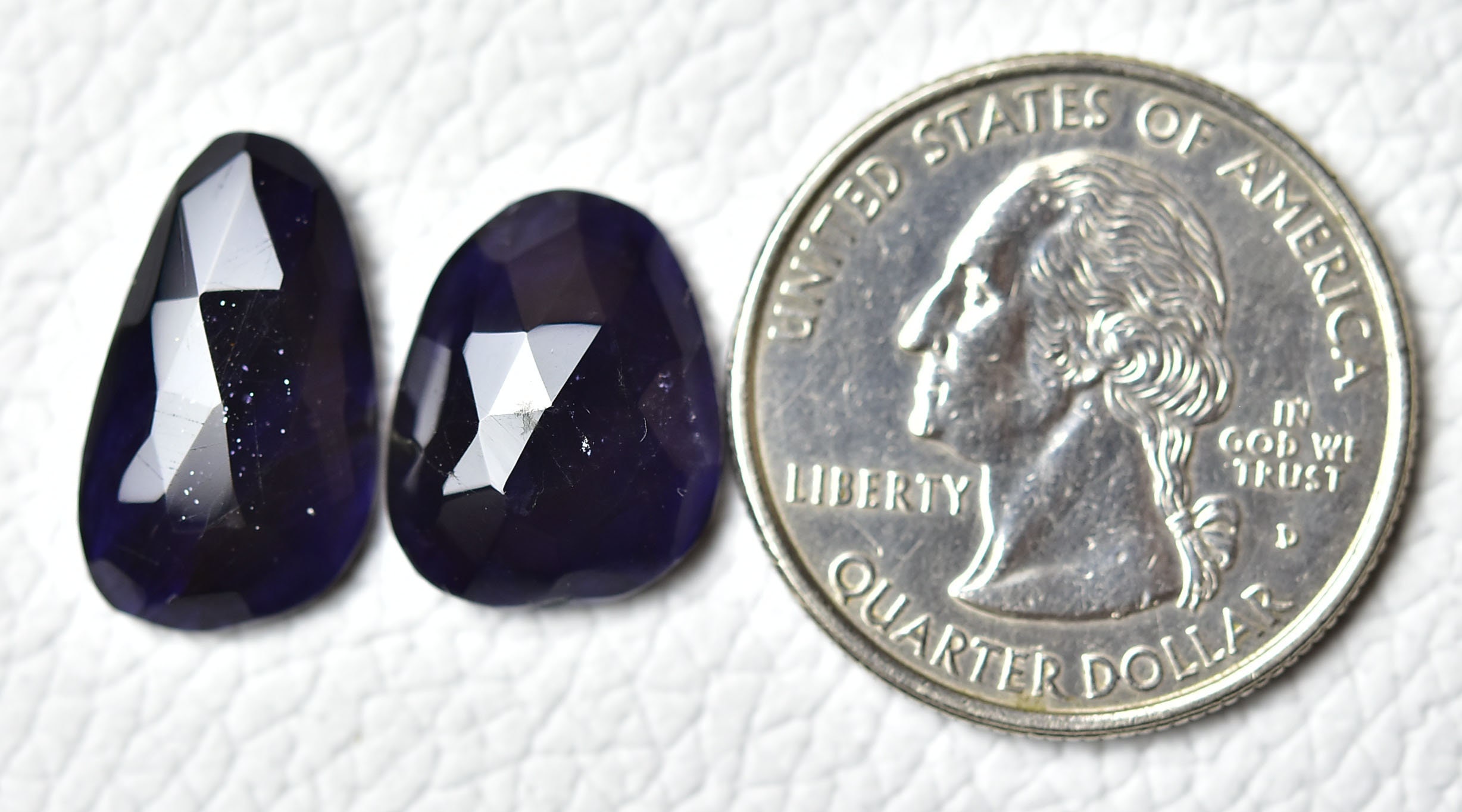 2 Pieces Natural Iolite Faceted Slice Gemstone 10.5x17.8mm 11.8x14