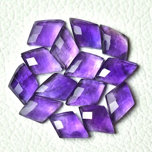 5 Pieces Lot Natural Amethyst Faceted Loose Gemstones Cabochons 7x11mm Kite Shape Rare Amethyst Cut Stones Flat Back Gems Cabs C-15751