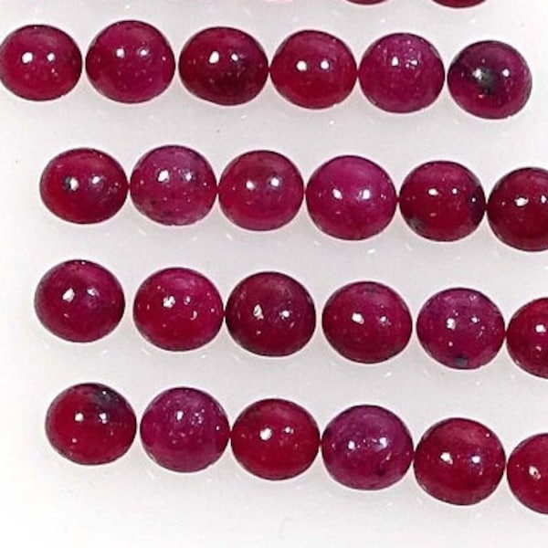 5 Pieces Natural Ruby Cabochons Lot 5.4mm - 5.7mm Round Shape Genuine Ruby Gemstones Cabs Smooth Gems Loose Stones Precious Cabs C-9415