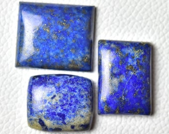 天然ラピスラズリカボション3個セット 20 x 22 mm～22 x 25 mm