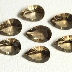 4 Pieces Lot AAA Smoky Concave Cut Stones 8x12mm Pear Shape Natural Smoky Concave Cut Pear Loose Gemstones Faceted Loose Stones C-21328