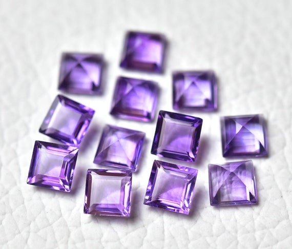 AAA Grade Natural Amethyst Square Cut Faceted Calibrated Size Loose Gemstones 