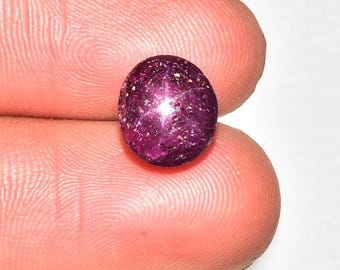 1 cabujón de rubí estrella natural de 8,2 x 9,4 mm, forma ovalada, rubí auténtico, piedras sueltas, gemas lisas, piedra preciosa C-4206