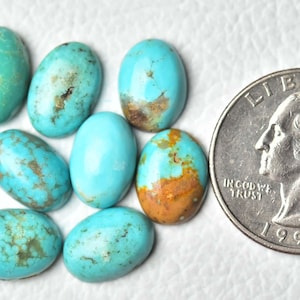 3 Pieces Natural Turquoise Cabochons Lot 9x12mm 10.5x12mm Oval Shape Cabs Genuine Turquoise Cabochon Gemstone Cab Smooth Loose Stones C-4445