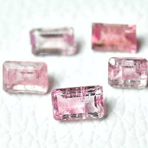 3 Pieces Pink Tourmaline Gemstones Faceted Emerald Cut Shape Lot Natural Tourmaline Gemstone Loose Cutting Gem Stone Fine Stones C-21773