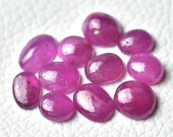 3 Pieces Glass Filled Ruby Cabochon Lot 5.5x7mm to 6x8mm Natural Ruby Gemstone Cabochon Loose Gemstones Loose Stone Precious Cabochon C-1619