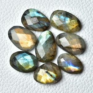3 Pieces Natural Labradorite Faceted Gemstones Lot 14x18mm- 15x19mm Fancy Shape Fire Labradorite Loose Cut Flat Back Gems Stones C-11763