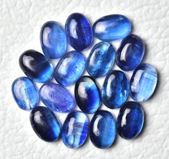 Natural Blue Kyanite Cabochons 6x9mm 7x9mm 7x10mm 8x10mm Oval Shape Genuine Blue Kyanite Gemstones Loose Gems Stones Smooth Cabochon C-6271