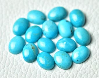 5 Pieces Natural Sleeping Beauty Turquoise Cabochons Lot 6x8mm Oval Shape Gemstone Arizona Turquoise Gemstones Smooth Loose Gems Cab C-4840