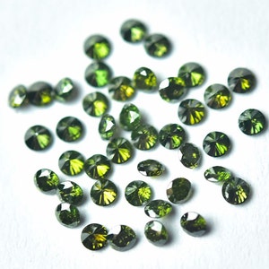 5 Pcs Natural Green Diamond  1.5mm Round Shape Solitaire Polished Brilliant Cut Diamonds Gemstones Loose Faceted Cut Gems Stones C-19528