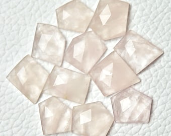 5 Stück Natürliche Rosenquarz Facettierte Edelsteine Scheibe 7 x 10 mm - 9 x 11 mm Fancy Form Rosenquarz Cabs Rose Cut Stones Flat Back Cabochons C-21283